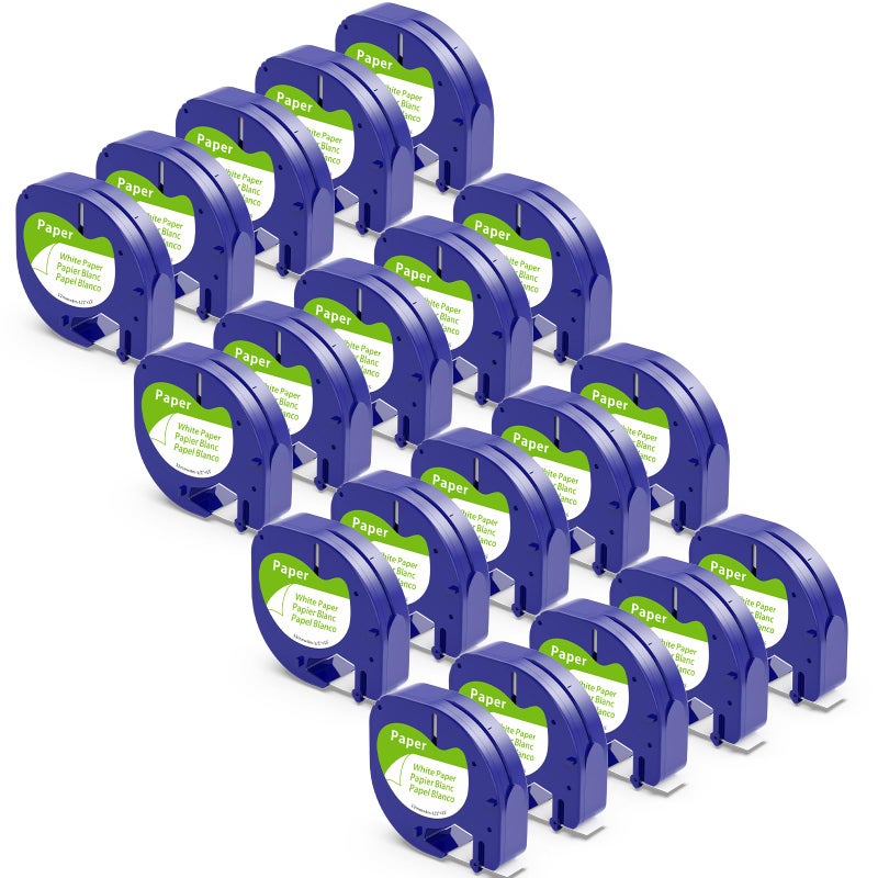 Label Kingdom 20 Pack Replacement For Dymo Label Maker Refills Dymo Letratag 91330 10697 Refills, Lt Paper Self-Adhesive Labeling Tape For Letra Tag Lt-100T Lt-100H Lt200B Plus Qx50, Black On White - Image 1